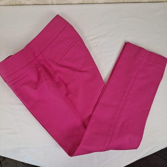 Loft Size 2P Hot Pink Cotton Ankle Length Trousers Front/Back Pockets NWOT - Picture 1 of 12